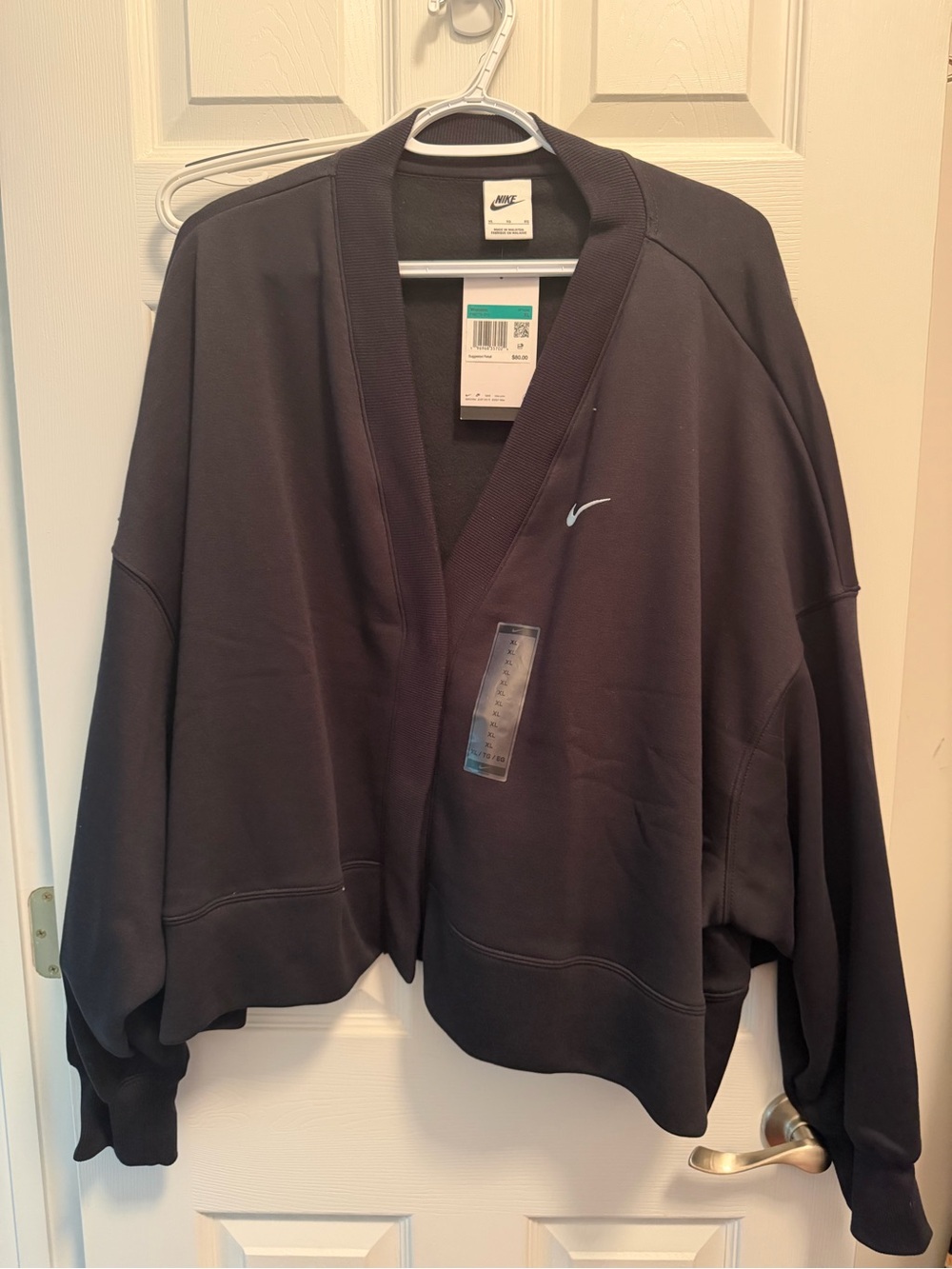 Nike Women's Black V-Neck Logo Cardigan - Picture 2 of 4